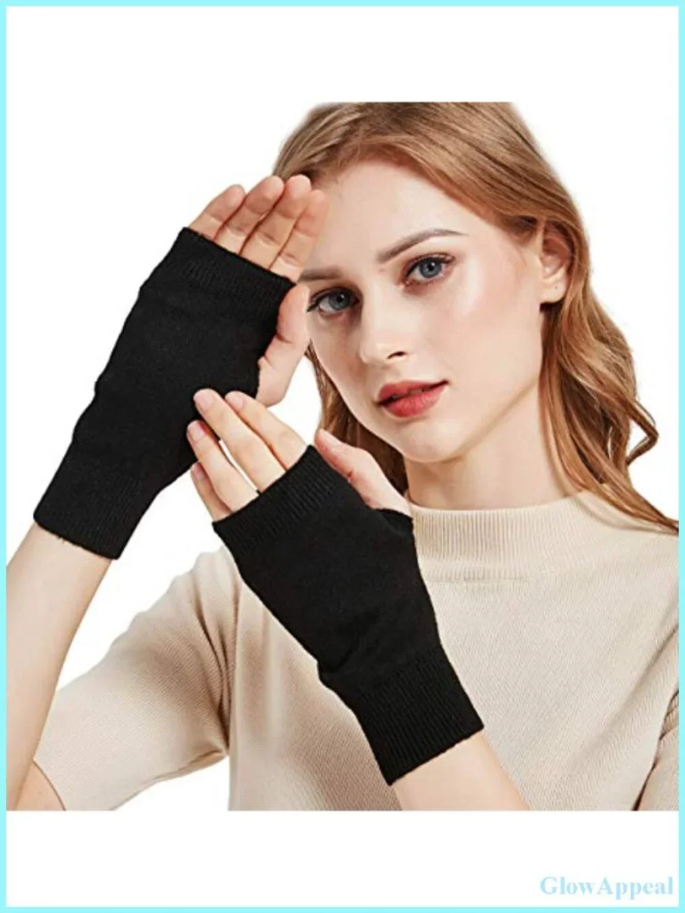 Wool Blend Fingerless Gloves with Thumb Hole, Soft Arm Warmers for Typing